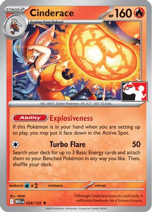 Cinderace 028/132  - Holofoil Prize Pack Series Cards - Rare