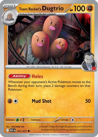Team Rocket's Dugtrio 101/217  - Reverse Holofoil ME Ascended Heroes - Uncommon