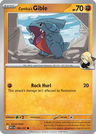 Cynthia's Gible 109  ME Ascended Heroes - Common