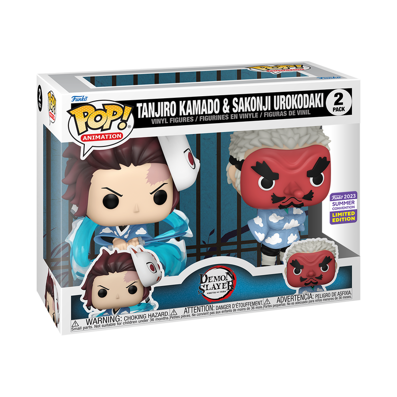 FUNKO POP! ANIME DEMON SLAYER TANJIRO KAMADO & SAKONJI UROKODAKI 2-PACK [2023 SDCC SHARED EXCLUSIVE] *PREORDER*