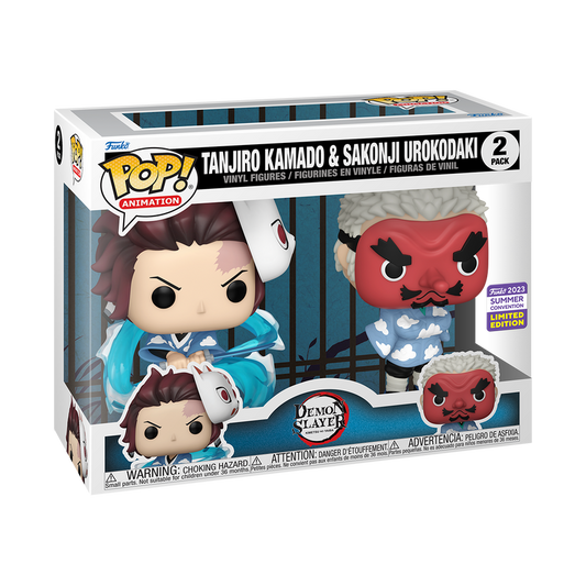 FUNKO POP! ANIME DEMON SLAYER TANJIRO KAMADO & SAKONJI UROKODAKI 2-PACK [2023 SDCC SHARED EXCLUSIVE] *PREORDER*
