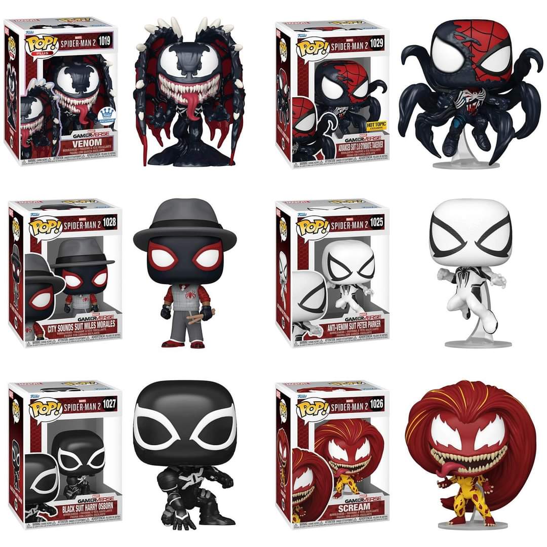 Funko Pop! Marvel: Spider-Man 2 (Gameverse) - Anti-Venom / Scream / Black Suit Harry Osborn / Miles Morales / Venom / Symbiote