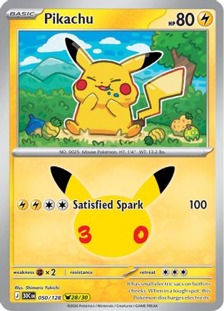 Pikachu 050/128  - Holofoil ME 30th Celebration - Pikachu Rare