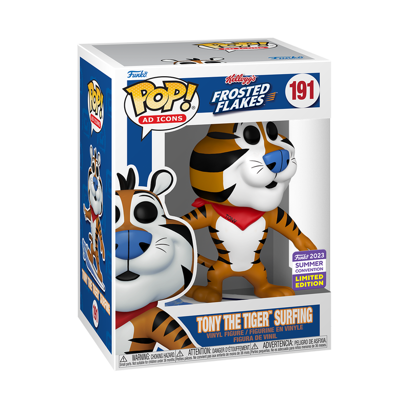 FUNKO POP! AD ICON FROSTED FLAKES TONY THE TIGER SURFING #191 [2023 SDCC SHARED EXCLUSIVE] *PREORDER*