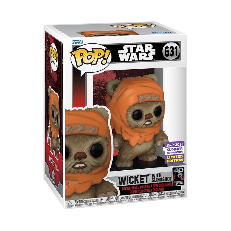 FUNKO POP! STAR WARS WICKET with SLINGSHOT #631 [2023 SDCC SHARED EXCLUSIVE]