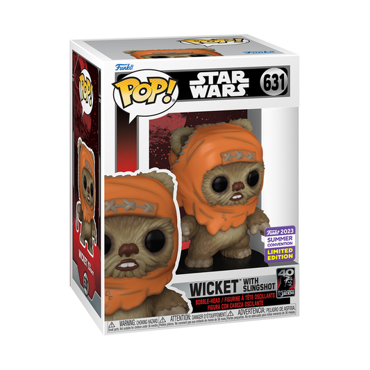 FUNKO POP! STAR WARS WICKET with SLINGSHOT #631 [2023 SDCC SHARED EXCLUSIVE]