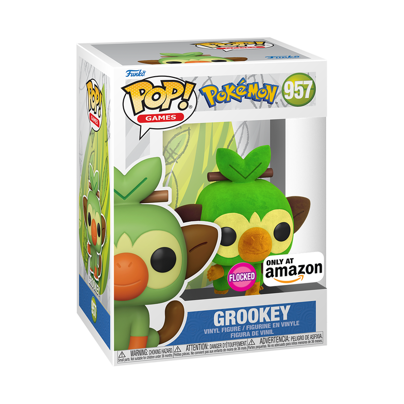 Funko Pop! Games: Pokemon - Grookey (Flocked) #957 [Amazon Exclusive]