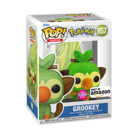 Funko Pop! Games: Pokemon - Grookey (Flocked) #957 [Amazon Exclusive]