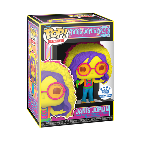 Funko Pop! Rocks Janis Joplin BLACK LIGHT #296 [FUNKO SHOP EXCLUSIVE] *PREORDER*