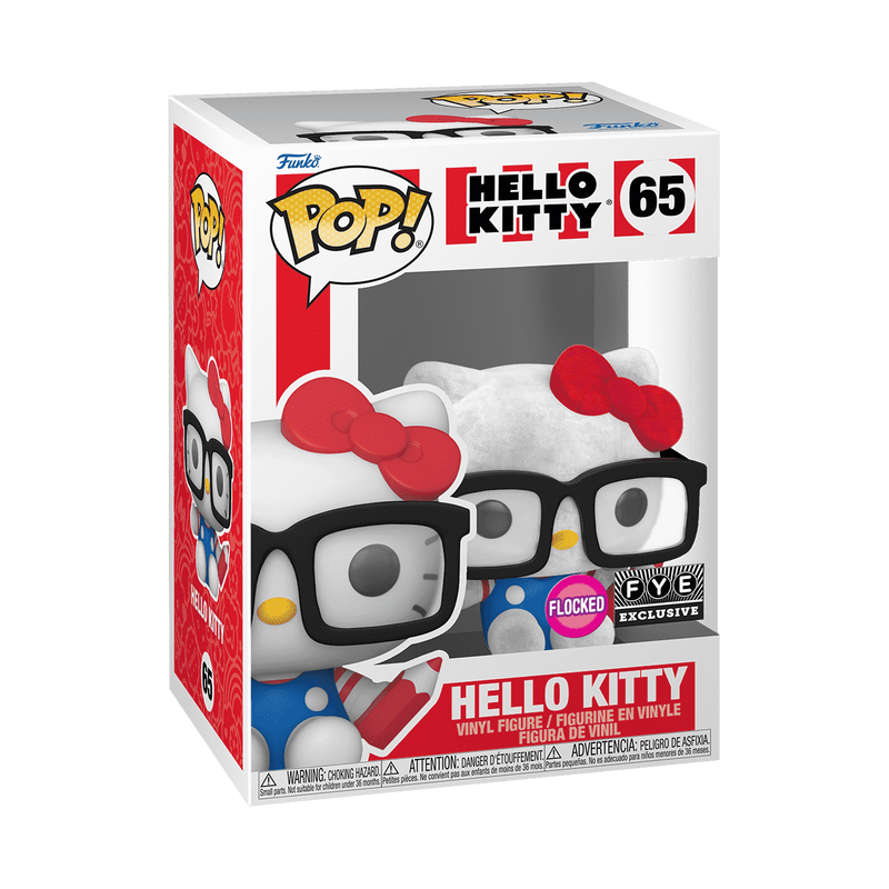 Funko Pop! HELLO KITTY NERD with GLASSES FLOCKED #65 [FYE EXCLUSIVE]