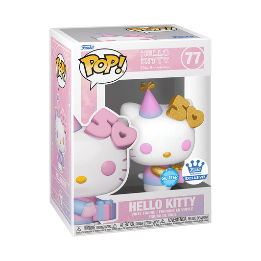 FUNKO POP! HELLO KITTY WITH PRESENT - 50TH ANNIVERSARY (GLITTER) #77 [FUNKO SHOP EXCLUSIVE] *PREORDER*