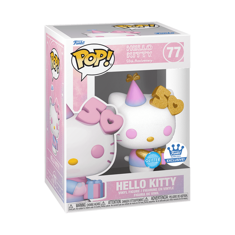 FUNKO POP! HELLO KITTY WITH PRESENT - 50TH ANNIVERSARY (GLITTER) #77 [FUNKO SHOP EXCLUSIVE] *PREORDER*