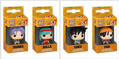 Funko Pop! Anime: Dragon Ball GT - Goku #1626 / Vegeta #1627 / Bulla #1628 / Pan #1629 / Trunks & Gill #1630 / Gohan #1631 / Goten #1632 / Pocket Pop! Keychains *PREORDER*
