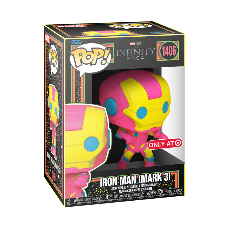Funko Pop! Marvel: Infinity Saga (Black Light) - Iron Man (Mark 1) / Iron Man (Mark 3) / Iron Man (Mark 5) / 10" Hulkbuster [Target Exclusive] *PREORDER*