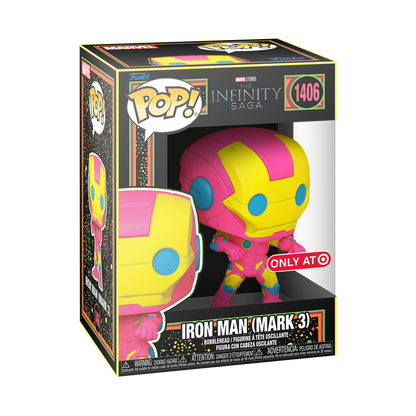Funko Pop! Marvel: Infinity Saga (Black Light) - Iron Man (Mark 1) / Iron Man (Mark 3) / Iron Man (Mark 5) / 10" Hulkbuster [Target Exclusive] *PREORDER*