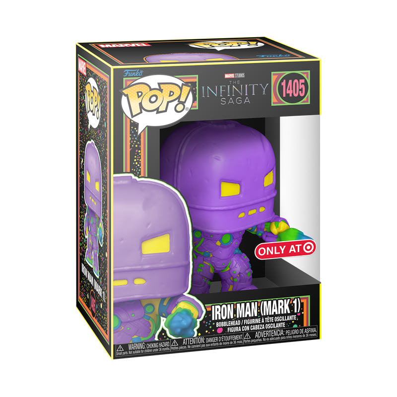 Funko Pop! Marvel: Infinity Saga (Black Light) - Iron Man (Mark 1) / Iron Man (Mark 3) / Iron Man (Mark 5) / 10" Hulkbuster [Target Exclusive] *PREORDER*