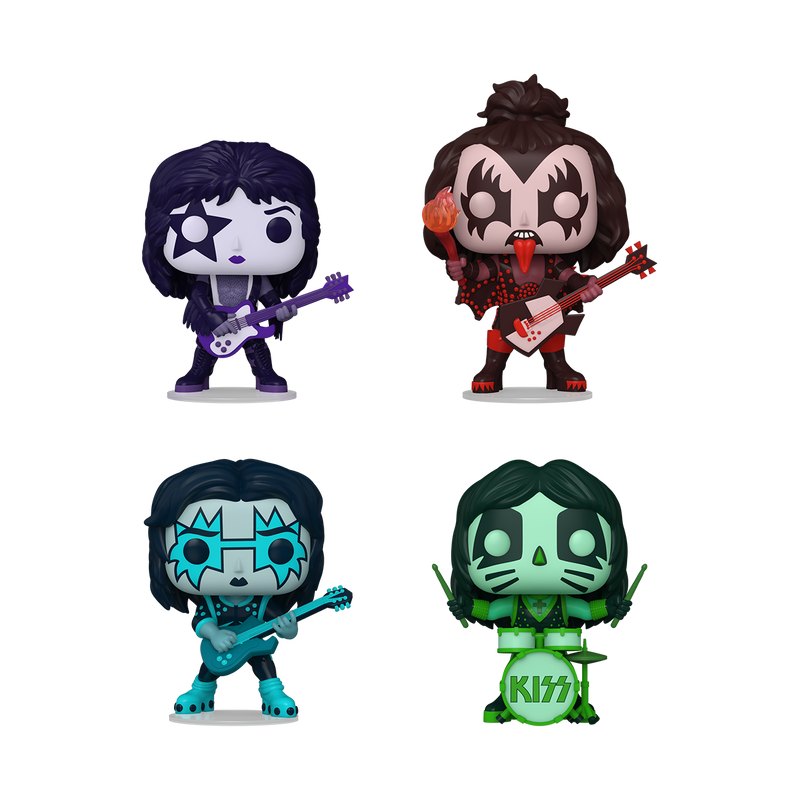 Funko Pop! Rocks: KISS (Colour Spotlight) - Spaceman / Demon / Starchild / Catman 4pk [Funko Shop Exclusive]