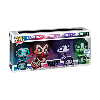 Funko Pop! Rocks: KISS (Colour Spotlight) - Spaceman / Demon / Starchild / Catman 4pk [Funko Shop Exclusive]