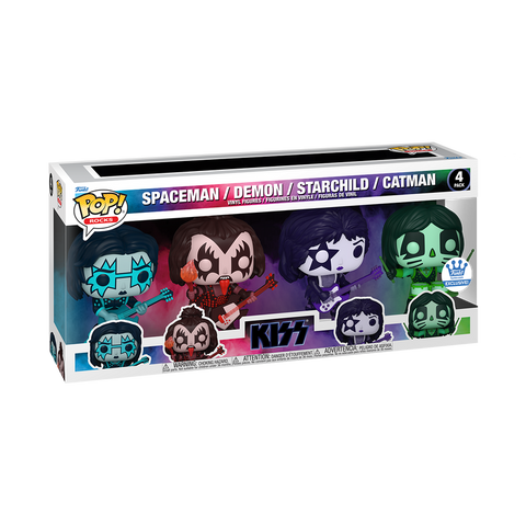 Funko Pop! Rocks: KISS (Colour Spotlight) - Spaceman / Demon / Starchild / Catman 4pk [Funko Shop Exclusive]