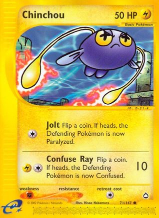 Chinchou (71) (71) 071/147  - Reverse Holofoil Aquapolis - Common