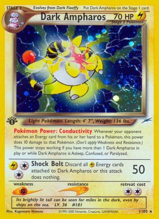 Dark Ampharos  - 1st Edition Holofoil Neo Destiny - Holo Rare