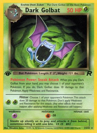 Dark Golbat (24) (24) 024  - 1st Edition Team Rocket - Rare