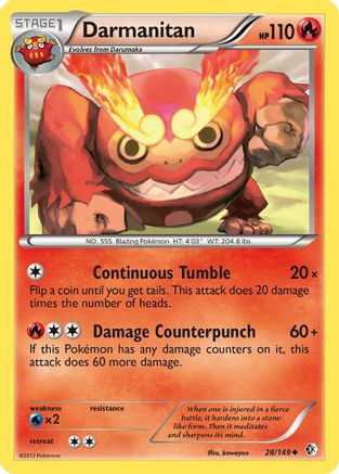 Darmanitan 028  - Reverse Holofoil Boundaries Crossed - Uncommon