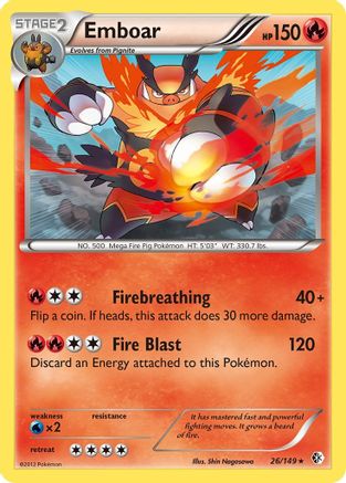 Emboar  - Reverse Holofoil Boundaries Crossed - Holo Rare