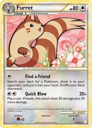 Furret 021  - Reverse Holofoil HeartGold SoulSilver - Rare