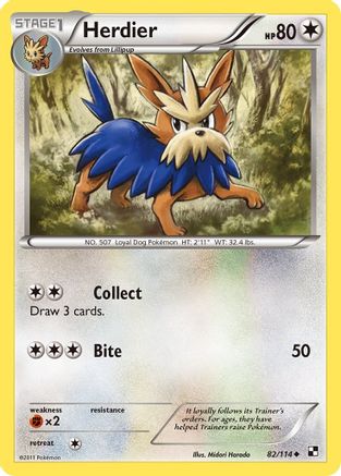 Herdier  - Reverse Holofoil Black and White - Uncommon