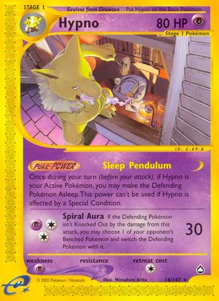 Hypno  - Reverse Holofoil Aquapolis - Rare