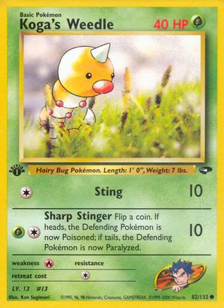 Koga's Weedle 082  - 1st Edition Gym Challenge - Common
