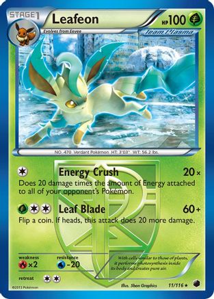 Leafeon (Team Plasma) 011/116  - Reverse Holofoil Plasma Freeze - Rare