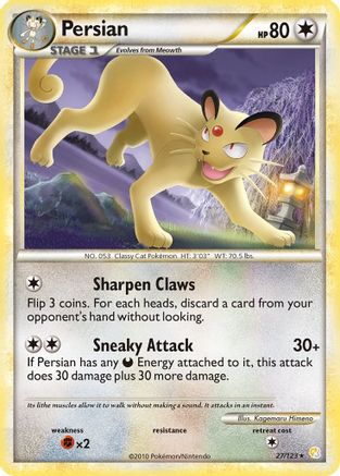 Persian 027  HeartGold SoulSilver - Rare