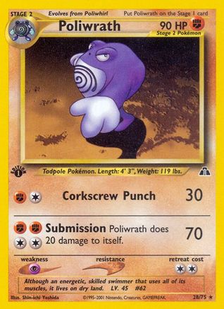 Poliwrath (28) (28) 028/75  - 1st Edition Neo Discovery - Rare