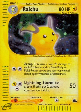 Raichu (H25)  - Holofoil Skyridge - Holo Rare