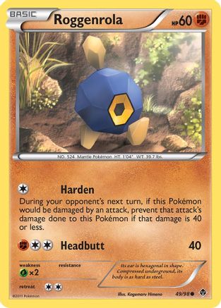 Roggenrola (49)  - Reverse Holofoil Emerging Powers - Common