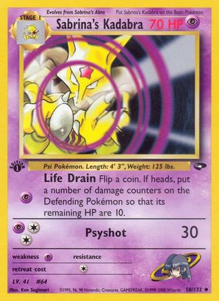 Sabrina's Kadabra 058  - 1st Edition Gym Challenge - Uncommon
