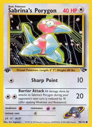 Sabrina's Porygon 098  - 1st Edition Gym Challenge - Common