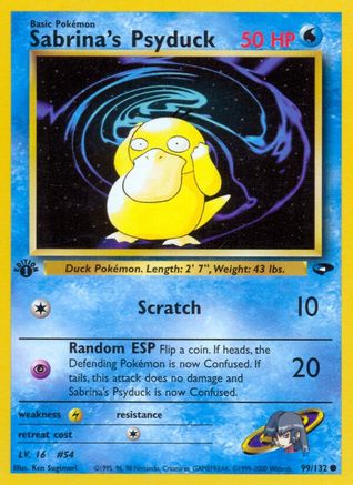 Sabrina's Psyduck 099  - 1st Edition Gym Challenge - Common