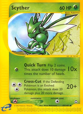 Scyther (57)  - Reverse Holofoil Aquapolis - Uncommon