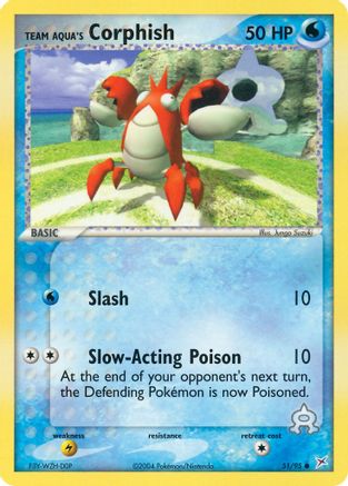 Team Aqua's Corphish - 51/95/95  - Reverse Holofoil Team Magma vs Team Aqua - Common