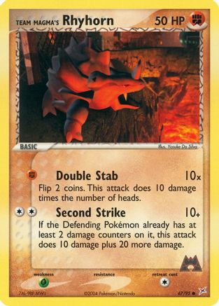 Team Magma's Rhyhorn - 67/95/95  - Reverse Holofoil Team Magma vs Team Aqua - Common