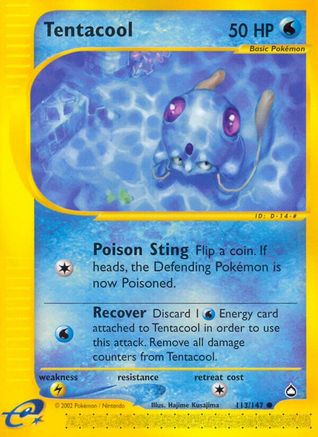 Tentacool 113  - Reverse Holofoil Aquapolis - Common