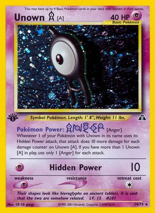 Unown [A] (14) (14) 014  - 1st Edition Holofoil Neo Discovery - Holo Rare