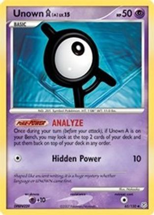Unown [A] 065/130  - Reverse Holofoil Diamond and Pearl - Uncommon