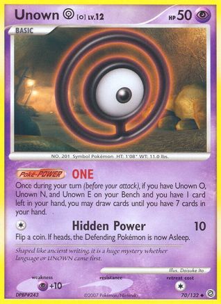 Unown [O] 070  - Reverse Holofoil Secret Wonders - Uncommon