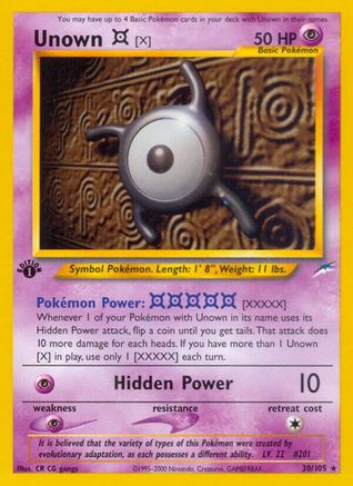 Unown [X]  - 1st Edition Neo Destiny - Rare