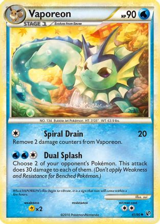 Vaporeon 041/90  - Reverse Holofoil Undaunted - Uncommon