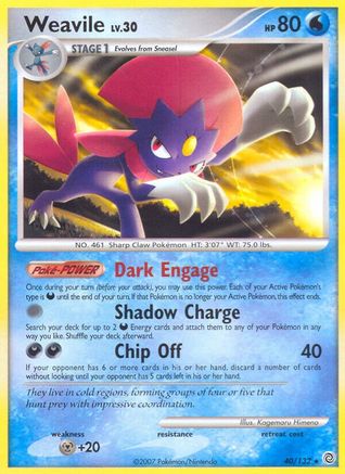 Weavile  - Reverse Holofoil Secret Wonders - Rare